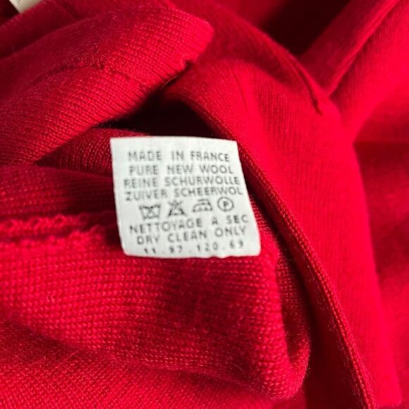 Saint James 100% Pure New Wool Red Cardigan Jacket Gold Buttons Size US 16 - Picture 12 of 13